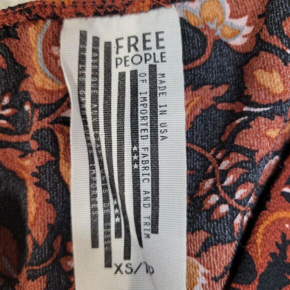 Free People All My Love Mini Wrap Dress Womens XS Brown Black Floral Slip Dress - Picture 6 of 7